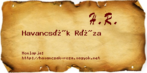 Havancsák Róza névjegykártya